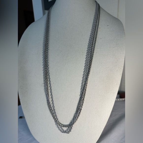 Gorgeous silvertone and light gray blue chain necklace - Picture 1 of 5
